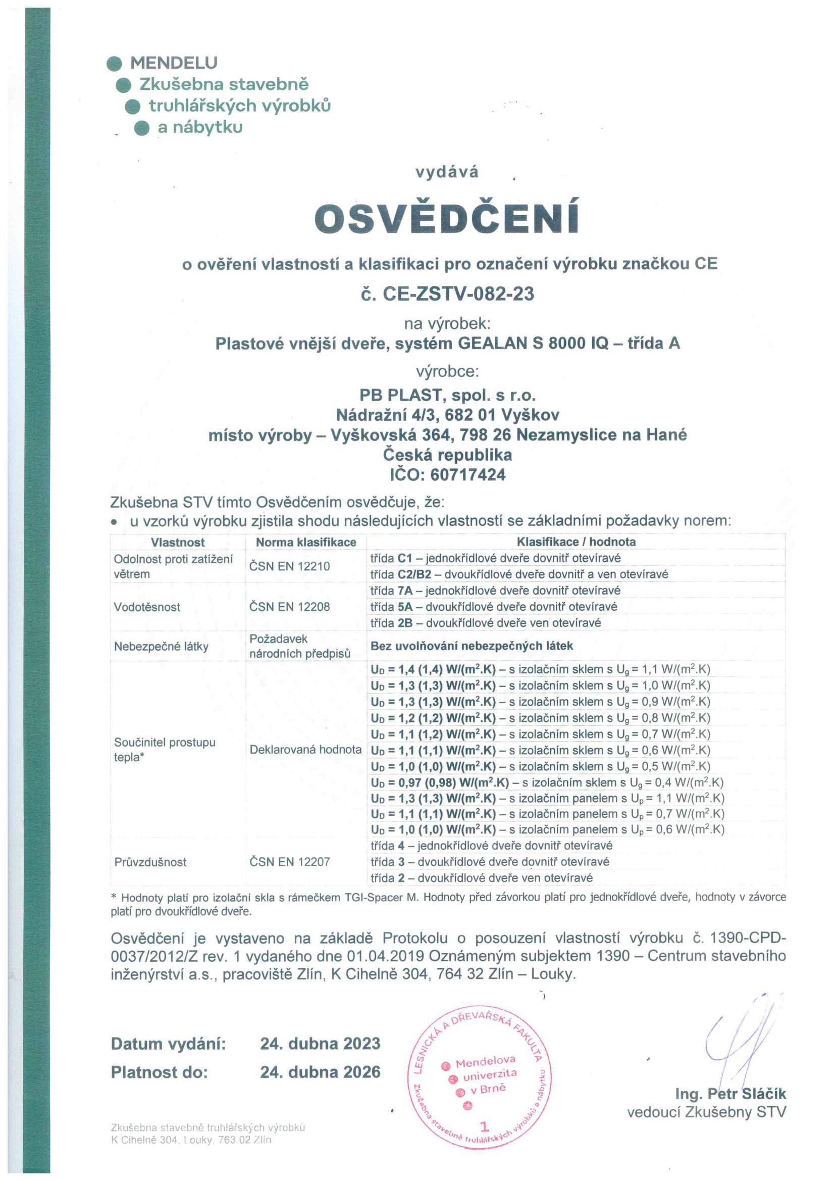 Gealan S 8000 plastové dveře
