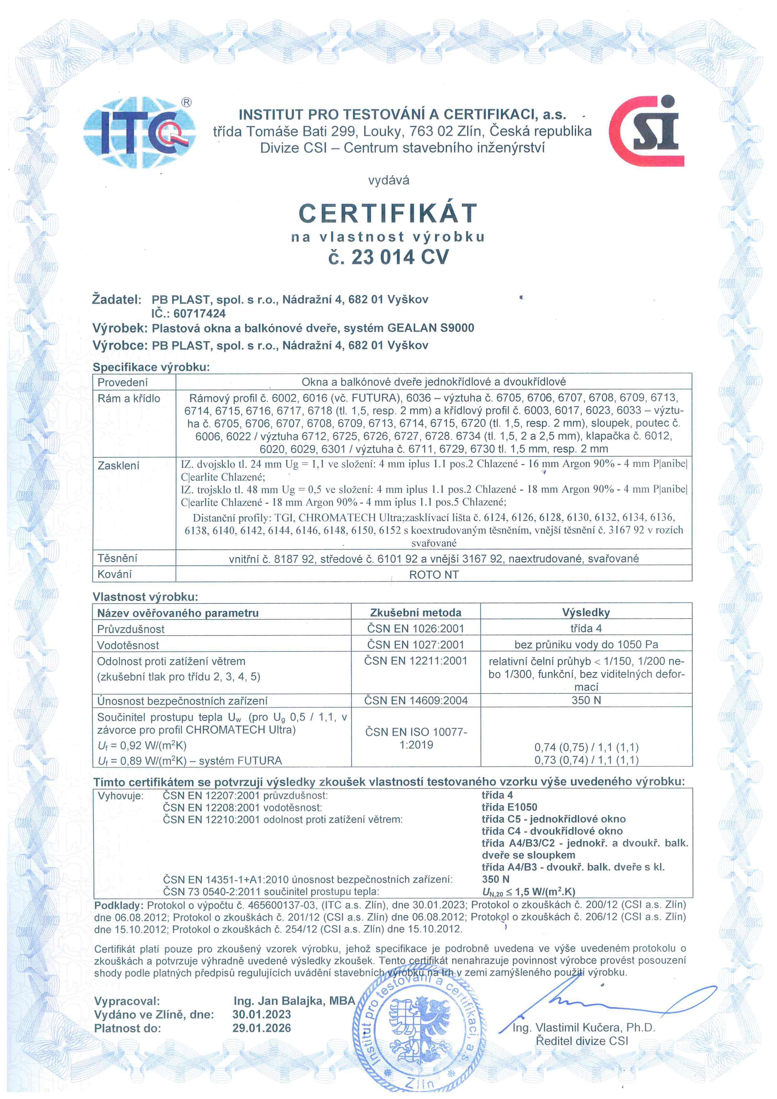 Plast.okna a balkon S9000